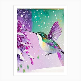 Hummingbird In Snowfall Abstract Still Life Art Print