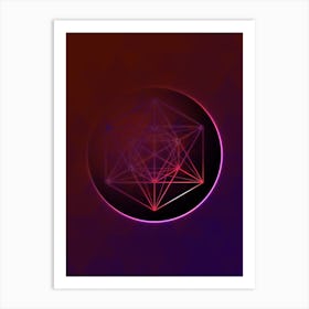 Geometric Neon Glyph on Jewel Tone Triangle Pattern 348 Art Print