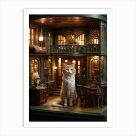 Cat In A Dollhouse Art Print