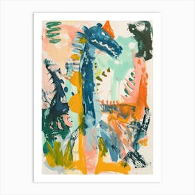 Abstract Group Of Dinosaurs Painting 1 Art Print