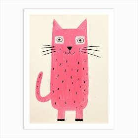 Pink Polka Dot Cat 5 Art Print