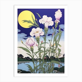 Hanashobu Japanese Water Iris 2 Vintage Botanical Woodblock Art Print