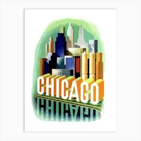 Chicago Skyline, Travel Poster Art Print