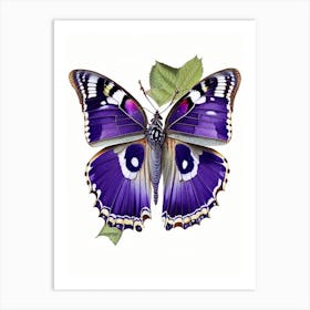 Purple Emperor Butterfly Decoupage 1 Art Print