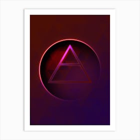 Geometric Neon Glyph on Jewel Tone Triangle Pattern 211 Art Print