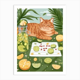 Cat With Pomegranate Art Print