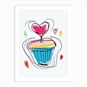 Cupcake Line Doodle 1 Art Print