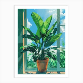 Banana Plant In The Window Art Print