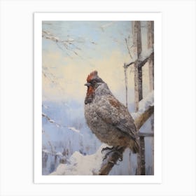 Vintage Winter Animal Painting Grouse 3 Art Print