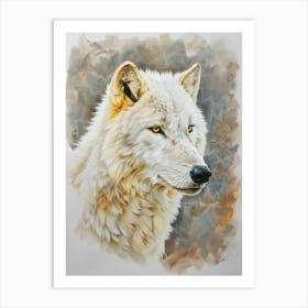 Arctic Wolf Pastel Watercolour 1 Art Print