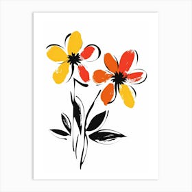 Flowers On A White Background 5 Art Print