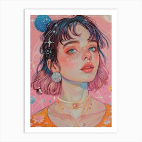 Girl In Space univers Art Print