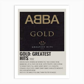 Abba Gold Greatest Hits 1992 Music Poster Art Print