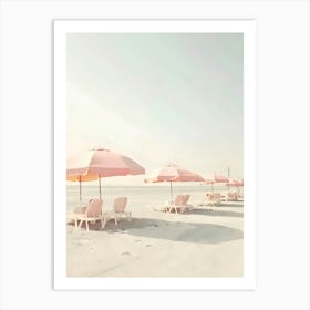 Pink Umbrellas On The Beach 4 Art Print