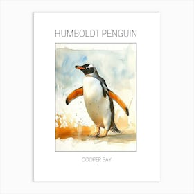 Humboldt Penguin Cooper Bay Watercolour Painting 4 Poster Art Print