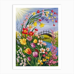 Tulips And Bridge Art Print