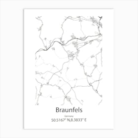 Braunfels,Germany Minimalist Map Art Print