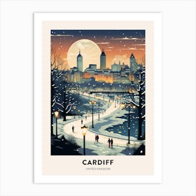 Winter Night  Travel Poster Cardiff United Kingdom 3 Art Print