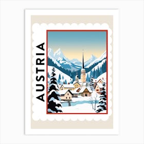 Retro Winter Stamp Poster Hallstatt Austria 1 Art Print