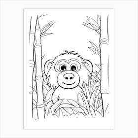 Line Art Jungle Animal Sumatran Orangutan 1 Art Print