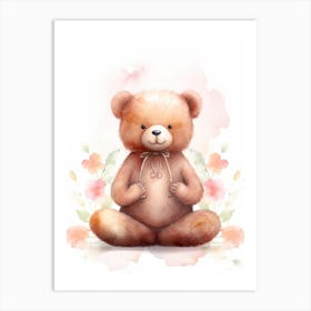Yoga Teddy Bear Painting Watercolour 4 Art Print