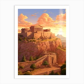 Acropolis Of Athens Pixel Art 4 Art Print