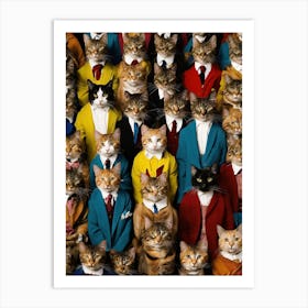 Many Cats In Suits Art Print