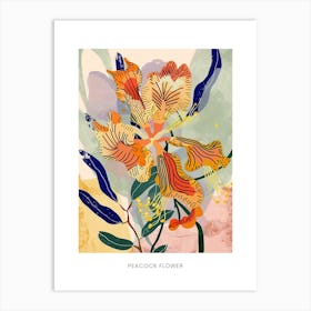 Colourful Flower Illustration Poster Peacock Flower 1 Art Print