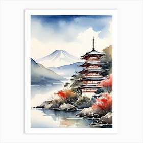 Japanese Landscape Watercolor Painting (93) Art Print