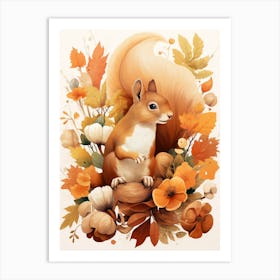 Fall Foliage Squirrel 2 Art Print