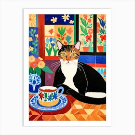 Cat In A Cup Art Print