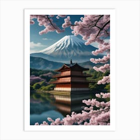 Mt Fuji Cherry Blossoms Mount Fuji Japan 4 Art Print