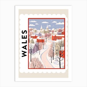 Retro Winter Stamp Poster Cardiff United Kingdom Art Print