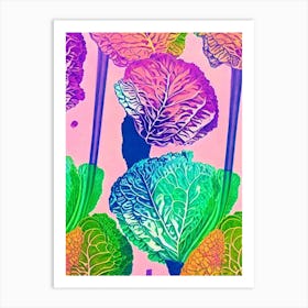 Cabbage Risograph Retro Poster vegetable Art Print