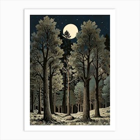 William Morris Moonlight In The Woods 67 Art Print