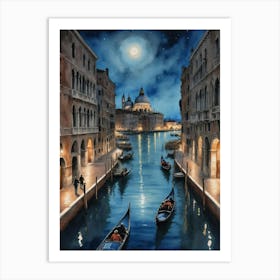 Venice At Night Venetian Dreams Art Print