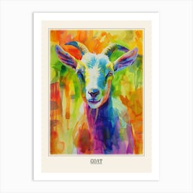 Goat Colourful Watercolour 4 Poster Art Print