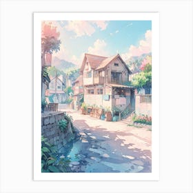 Village In The Mountains Art Print