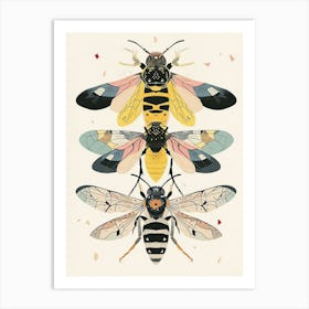 Colourful Insect Illustration Yellowjacket 4 Art Print