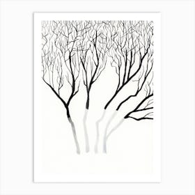 Black And White ink painting drawinf minimalist minimalist minimal line branches tree nature Art Print