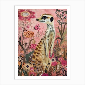 Floral Animal Painting Meerkat 2 Art Print