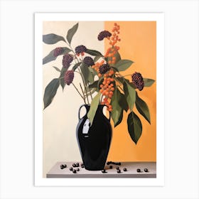Bouquet Of Beautyberry Flowers, Autumn Fall Florals Painting 1 Art Print