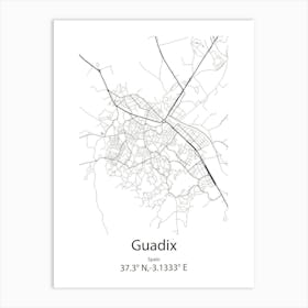 Guadix,Spain Minimalist Map Art Print