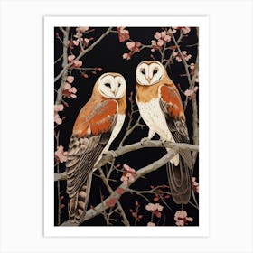 Art Nouveau Birds Poster Barn Owl 1 Art Print