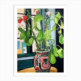 Flowers In A Vase Still Life Painting Sweet Pea 2 Art Print