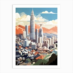 Kuala Lumpur, Malaysia, Geometric Illustration 3 Art Print