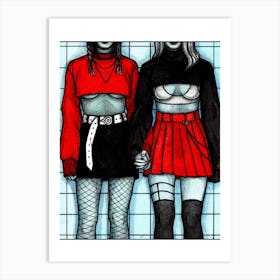 Girls Holding Hands Art Print