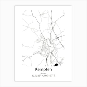 Kempten,Germany Minimalist Map Art Print