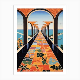 King Fahd Causeway, Saudi Arabia Colourful 1 Art Print