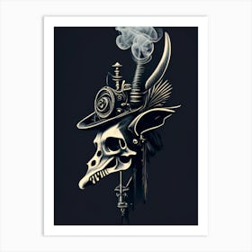 Animal Skull Black Stream Punk Art Print